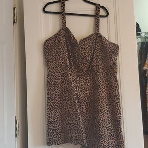 Leopard print corduroy dress